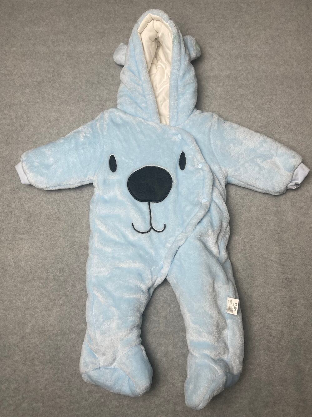 Teddy Bear Onesie Snowsuit Hooded Footie Size 3 months